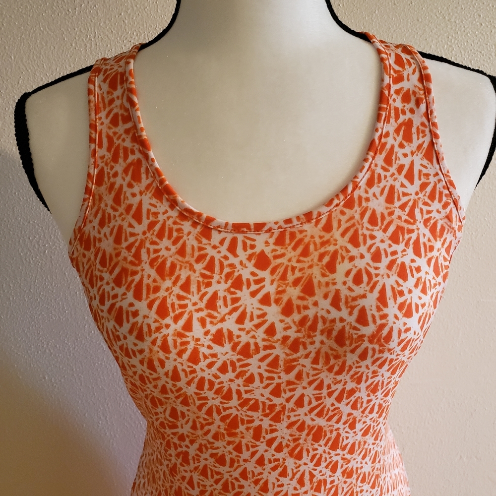 Michael Kors Org/Wht Geometric Print Maxi Dress - Picture 3 of 6